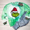 Grinch Santa Sweater Bleached Christmas Green Sweatshirt