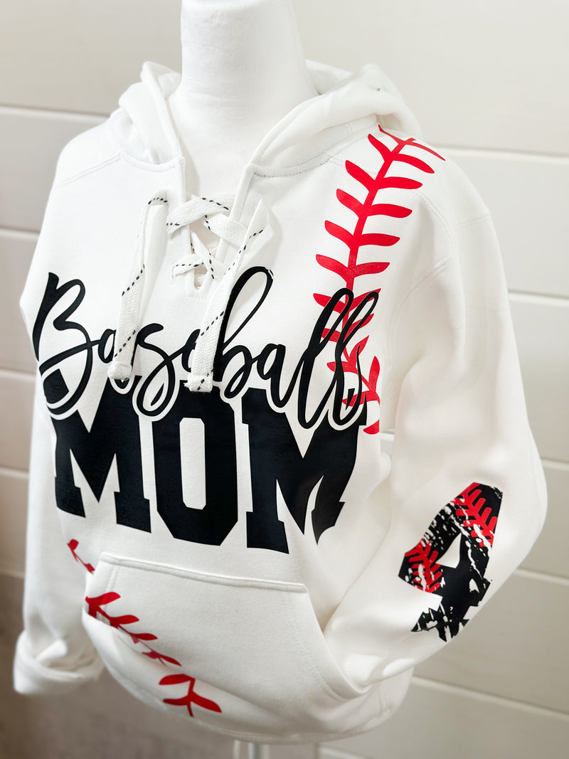 Baseball Mom Hoodie Bball Stitches