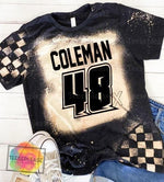 Personalized Racing Shirt Bleached Black Unisex Tshirt Dirt Track Motocross Dirt bike Race Tee Checkered Flag Bleached