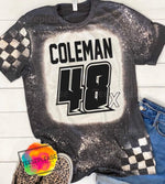 Personalized Racing Shirt Bleached Black Unisex Tshirt Dirt Track Motocross Dirt bike Race Tee Checkered Flag Bleached