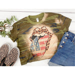 4th Of July Cropped Camo Bleached Tshirt