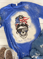 Back the Blue Police Bleached Tshirt, Clothing for women, gifts for her