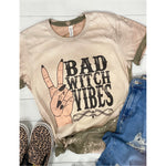 Bad Witch Vibes Bleached Halloween Fall Tshirt