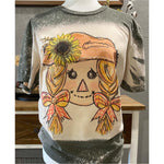 Fall Scarecrow Girl Bleached Tshirt