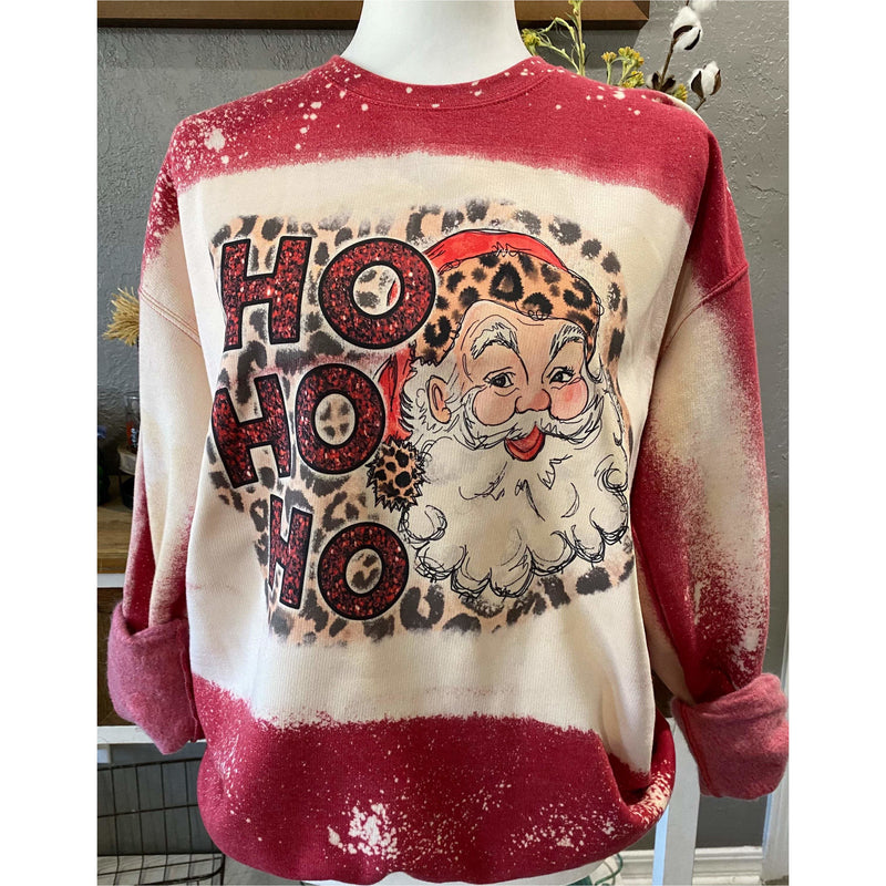 Santa Ho Ho Ho Bleached Sweatshirt