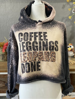 Coffee Leggings Leopard Bleached Cropped Sweatshirt, womens fall clothing, crop tops