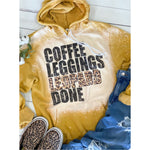 Coffee Leggings Leopard Bleached Mustard Hoodie, Soft Bella Canvas Unisex Sweatshirt, Fall Clothing For Women