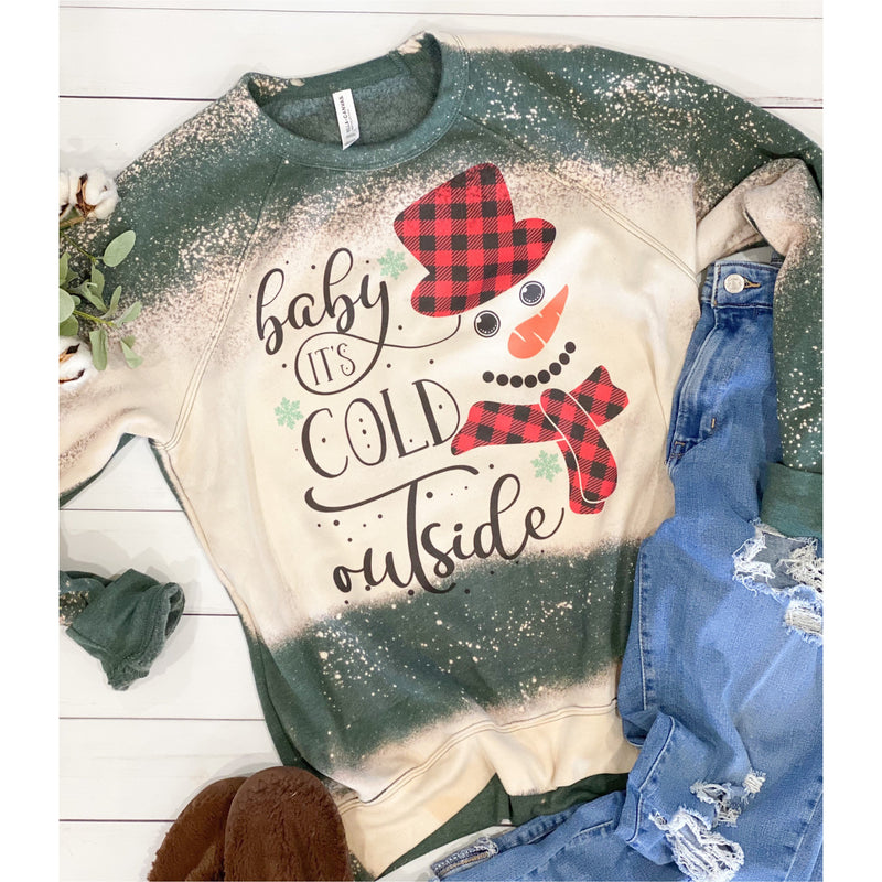 Bleached Christmas Sweater Baby it’s cold outside, Winter Tops, New Years sweater