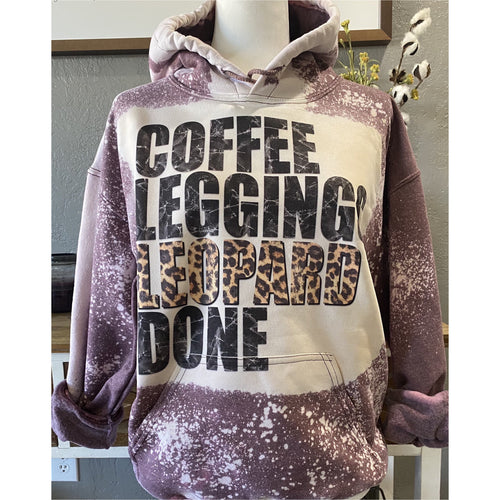 Coffee leggings leopard bleached hoodie, acid washed fall clothing for women