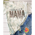 Glitter and Dirt Mama of both bleach dyed tshirt, Camo Leopard Unisex Tee, Gifts for her, Mother’s Day Gift