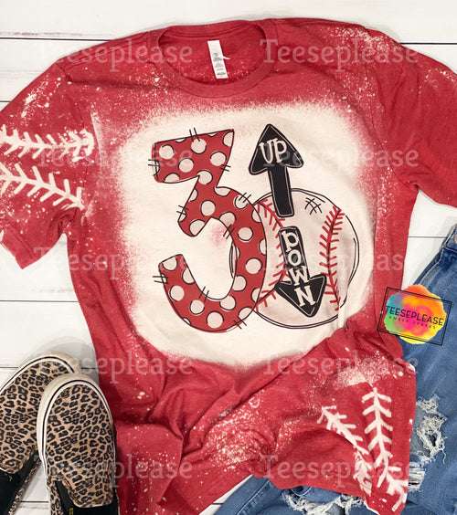 Baseball Mom Faux Bleached Shirt - RED