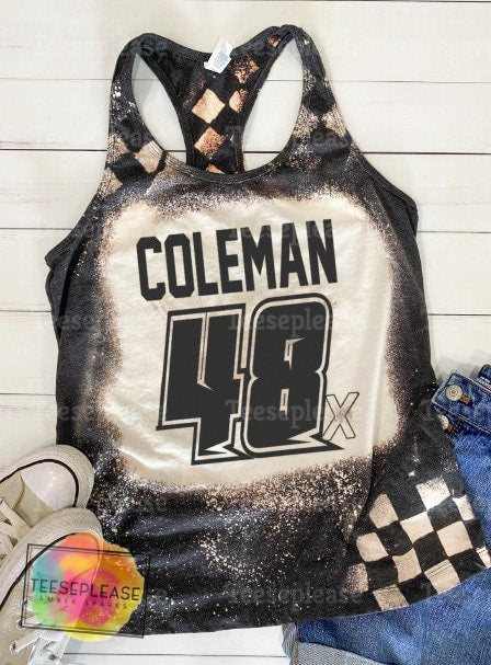 Personalized Race Car Number Tank Top Bleached Shirts for Women, Gifts for her
