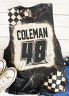 Personalized Race Car Number Tank Top, acid wash race mom muscle tee,