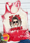Hot mom summer, Bleached Tank Top, USA Patriotic red Racerback Tank