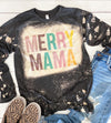 Merry Mama Bleached Long Sleeve Christmas Tshirt