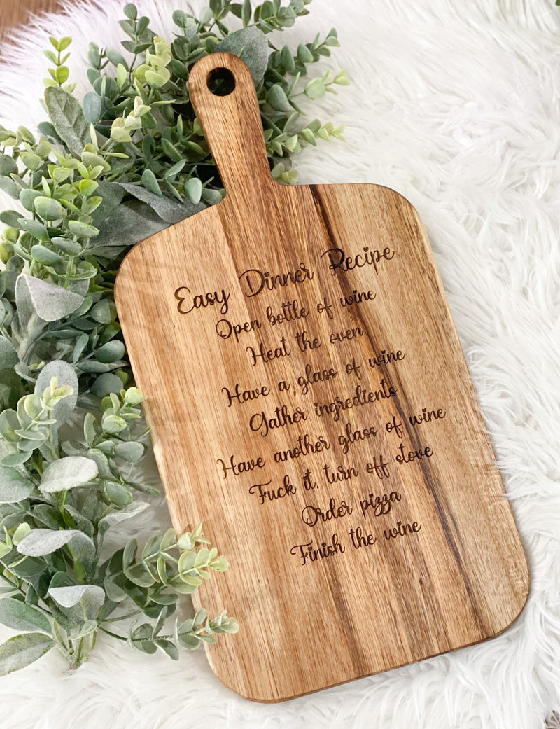 Funny Recipe Cutting Board Gift, Wine Saying, Gift for wine lovers Charcuterie board