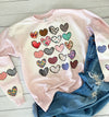 Valentines Day Bleached Pink Sweatshirt, Sweaters for women, acid washed leopard Heart Sleeve accents