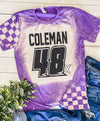 Personalized Racing Bleached Black Unisex Tshirt Dirt Track Motocross Dirt bike Race Tee Checkered Flag Bleached