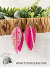 Layered Leather Feather Fringe Earrings Leopard Bling Jewelry Leather Earrings