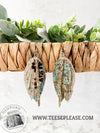 Layered Rustic Cow Leather Feather Fringe Earrings Leopard Bling Jewelry Leather Earrings