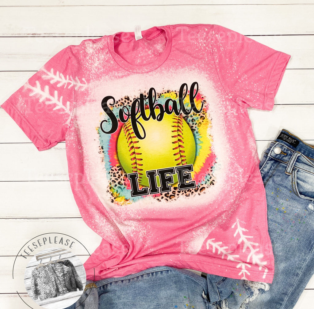 Baseball Mom - Bleached Sublimated Tee Shirt - Inspire Uplift