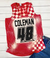 Personalized Racing Acid Wash Tank Red Dirt Track Car Number Tank Top Bleached Shirts for Women, Gifts for her Race Top
