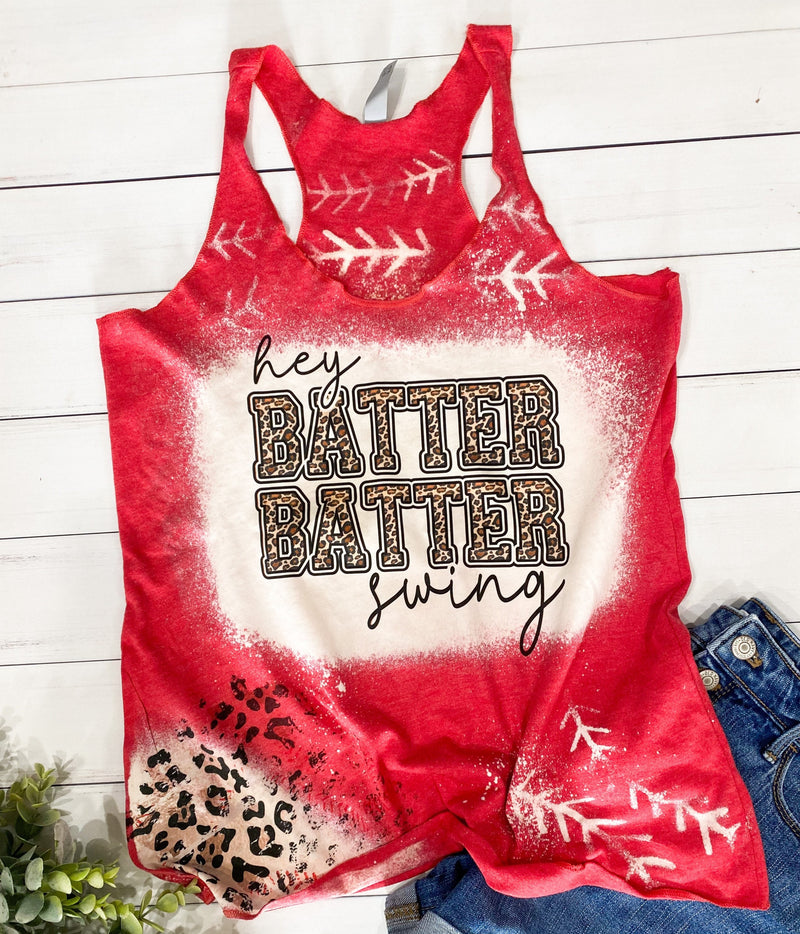 Baseball Tank Top Red Bleached Shirts for Women, Gifts for her Leopard Baseball Tops