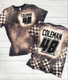 Personalized Front and Back Racing Shirt Bleached Black Unisex Tshirt Dirt Track Motocross Dirt bike Race Tee Checkered Flag Bleached