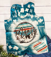 Serape Mama Tank Top, Acid Wash Shirt, Teal Bleached Shirts for Women, Gifts for her, Western Serape