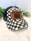 Personalized Race Number C.C criss cross high ponytail women's checkered  cap