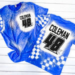 Personalized Front and Back Racing Shirt Bleached Black Unisex Tshirt Dirt Track Motocross Dirt bike Race Tee Checkered Flag Bleached