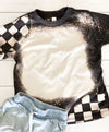 Youth bleached blank race tshirt, checkered flag sleeve kids clothes, acid wash toddler tee