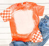 Bleached blank checkered sleeve race unisex T-shirt Orange Race Tee