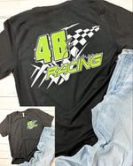 Race Tshirt Front and Back Personalized Design Black Unisex Tshirt Dirt Track Motocross Dirt bike Race Tee Checkered Flag DTG