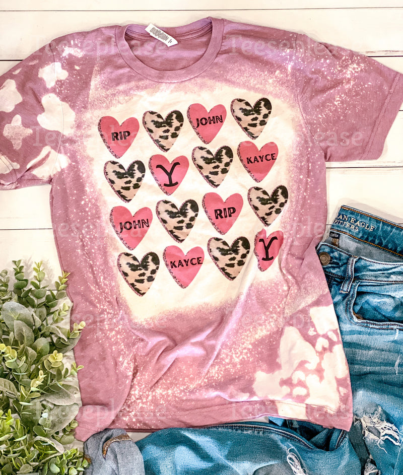 Yellowstone Valentine Hearts Bleached Tee