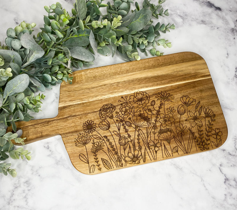 Wildflower Cutting Board Gift, Bridal Gift, Housewarming Gift, Gifts for Her, Charcuterie board