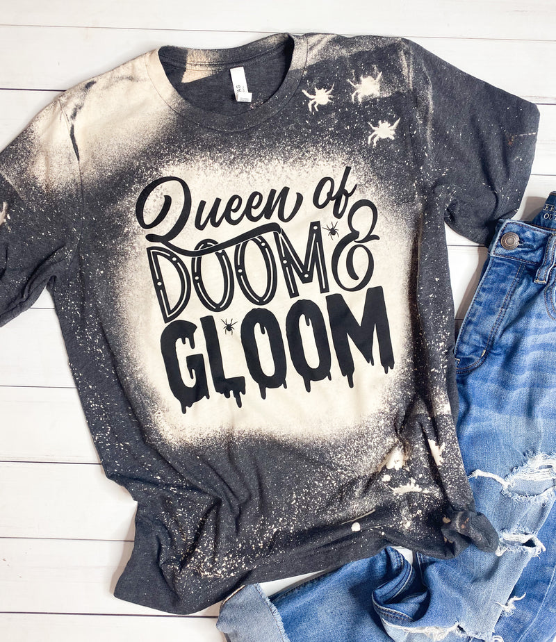 Queen of Gloom & Doom bleached tshirt Fall outfits spooky tshirt Halloween Tops