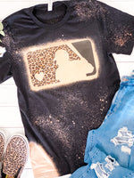 Baseball Mom Leopard Bleached Black Bella canvas tshirt