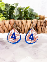 Personalized Layered Baseball Teardrop Earrings Royal Blue Glitter Bling Jewelry Leather Earrings