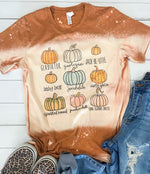 Fall Pumpkin Bleached Tshirts, Graphic Pumpkins, Sublimation Tops
