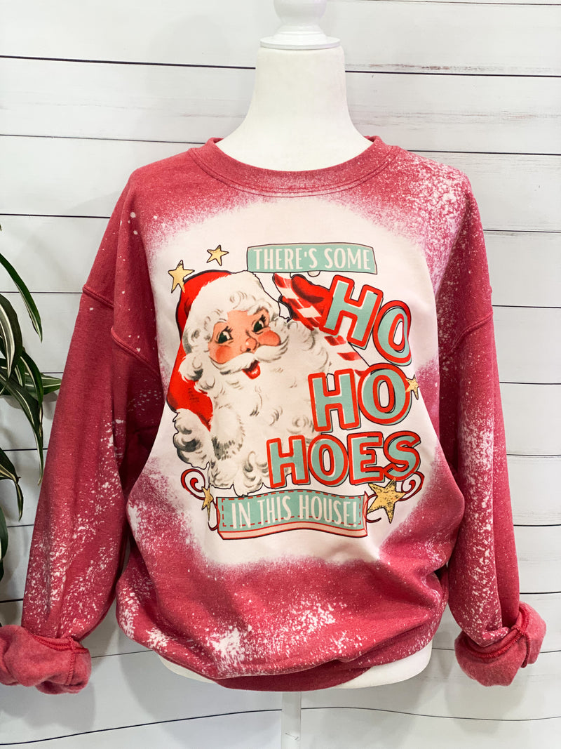 Ho Ho Ho Christmas Bleached Sweatshirt, Funny Sayings, Gifts for her