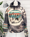 Serape Cowhide Mama Bleached Sweatshirt, Sweaters for women, acid washed leopard accents