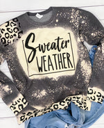 Sweater Weather Bleached Leopard Sleeve Sweatshirt, Sweaters for women, acid washed leopard accents
