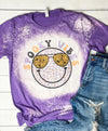 Retro Halloween Bleached Tshirt Spooky Vibes Purple Top Fall Outfits